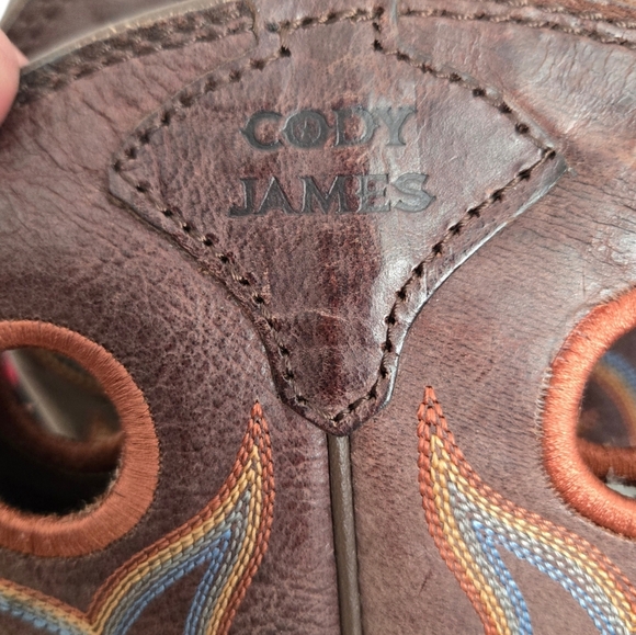 Cody James Brown Western Cowboy Boots with Orange Embroidery Size 8.5 main image 6